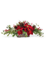 Plush Velvet Poinsettia, Pine & Berries Artificial Christmas Centerpiece HDA419-RD