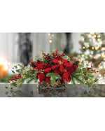 Plush Velvet Poinsettia, Pine & Berries Artificial Christmas Centerpiece HDA419-RD