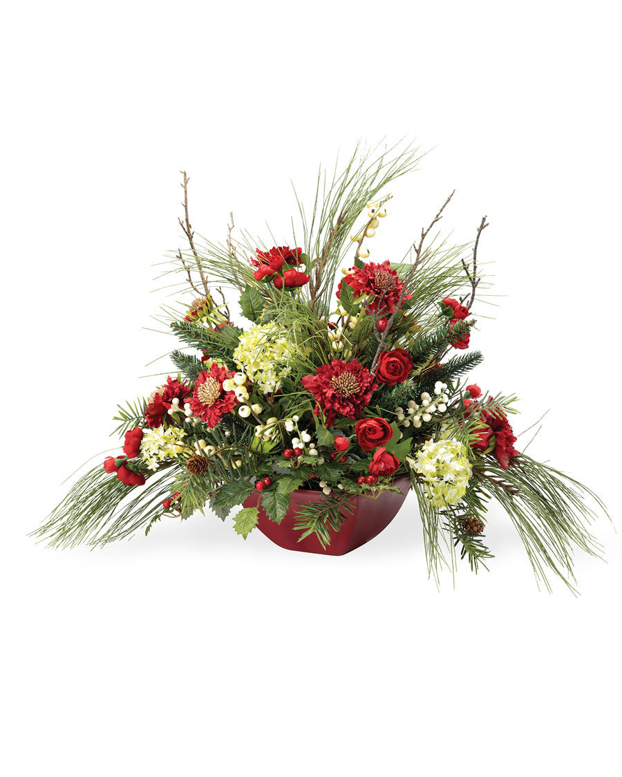 Holiday Rhapsody Silk Flower Holiday Arrangement HDA433-RDG