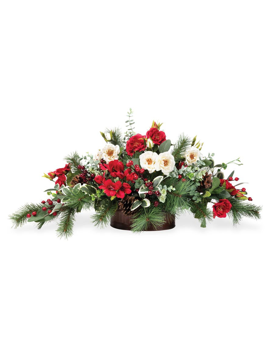 Holly, Pine & Berries Artificial Holiday Centerpiece HDA444-VGR