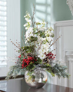 Delphinium, Berries & Iced Pine Artificial Holiday Arrangement HDA454-WH