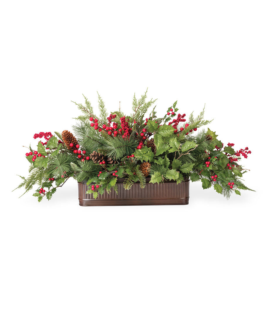 Pine, Berry & Cedar Large Artificial Holiday Centerpiece HDA530-GRR
