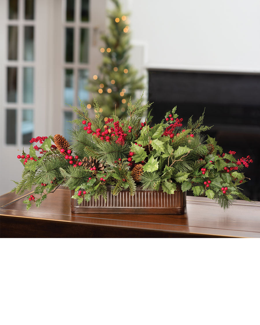 Pine, Berry & Cedar Large Artificial Holiday Centerpiece HDA530-GRR