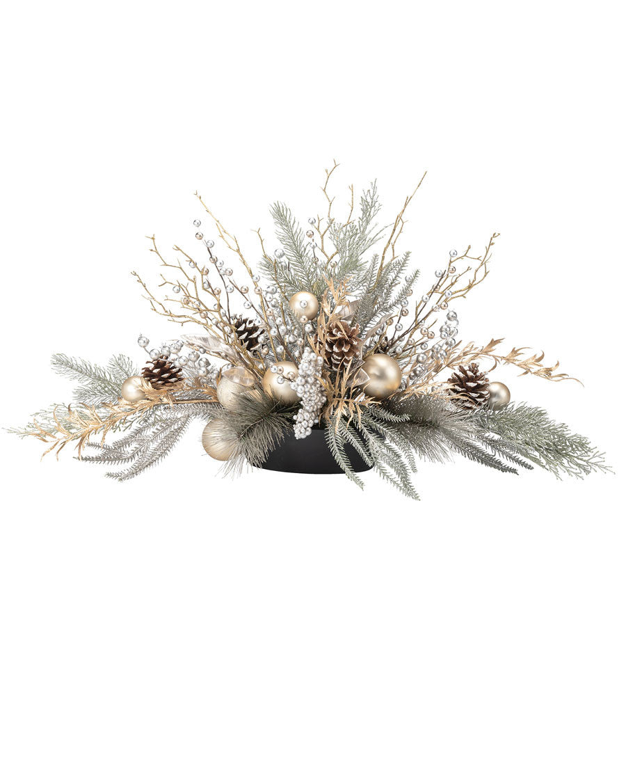 Champagne Elegance Artificial Holiday Centerpiece HDA535-CHG