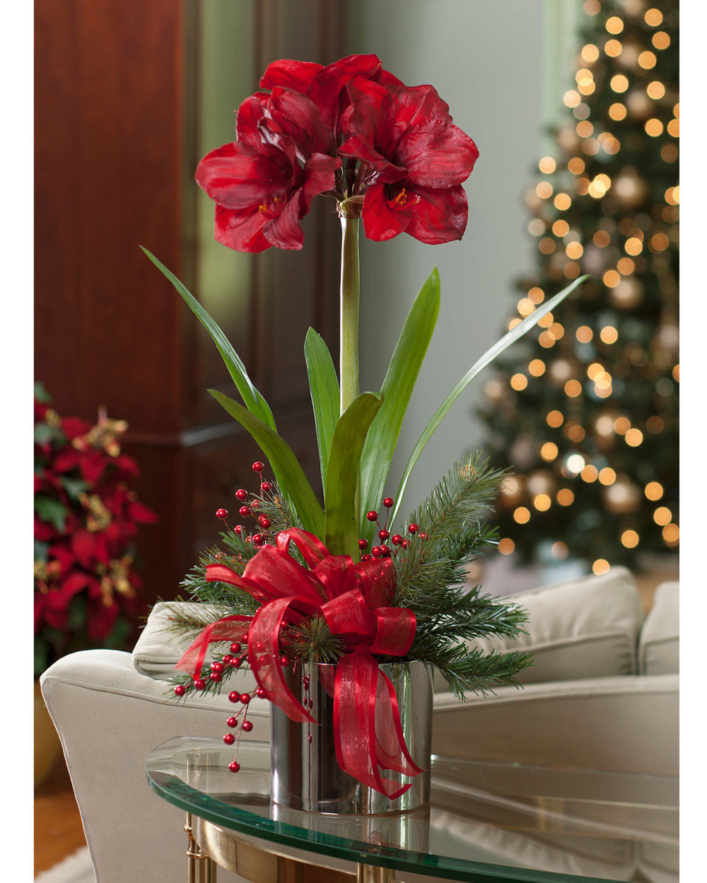 Amaryllis Silk Flower Arrangement HDB218-RD