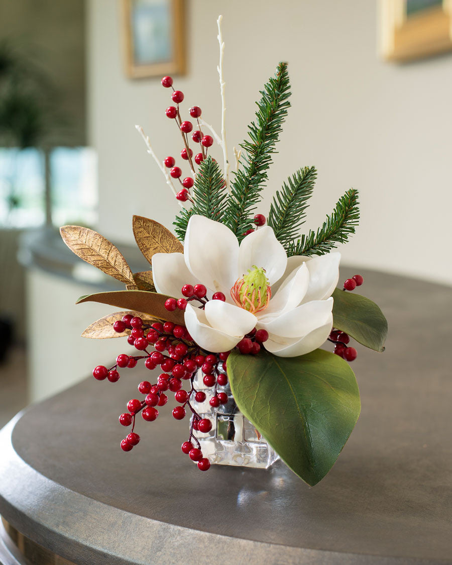 Magnolia & Berry Artificial Holiday Floral HDB239-WH