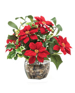 Poinsettia & Holly Silk Holiday Arrangement HDB308-RD