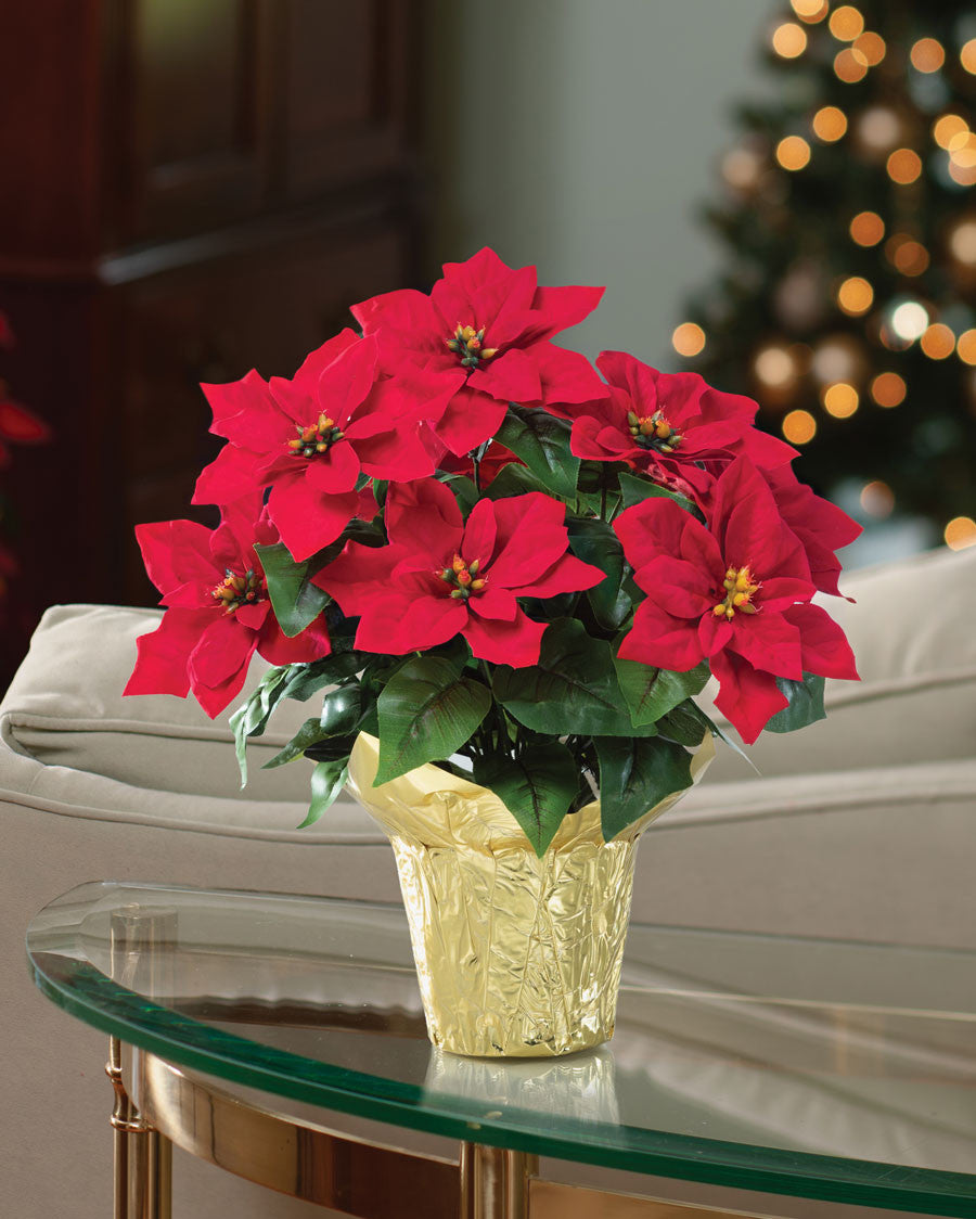 Desktop Silk Poinsettia Plant HDB370-RD