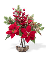 Poinsettia, Pine & Berry Silk Christmas Accent HDB371-RD