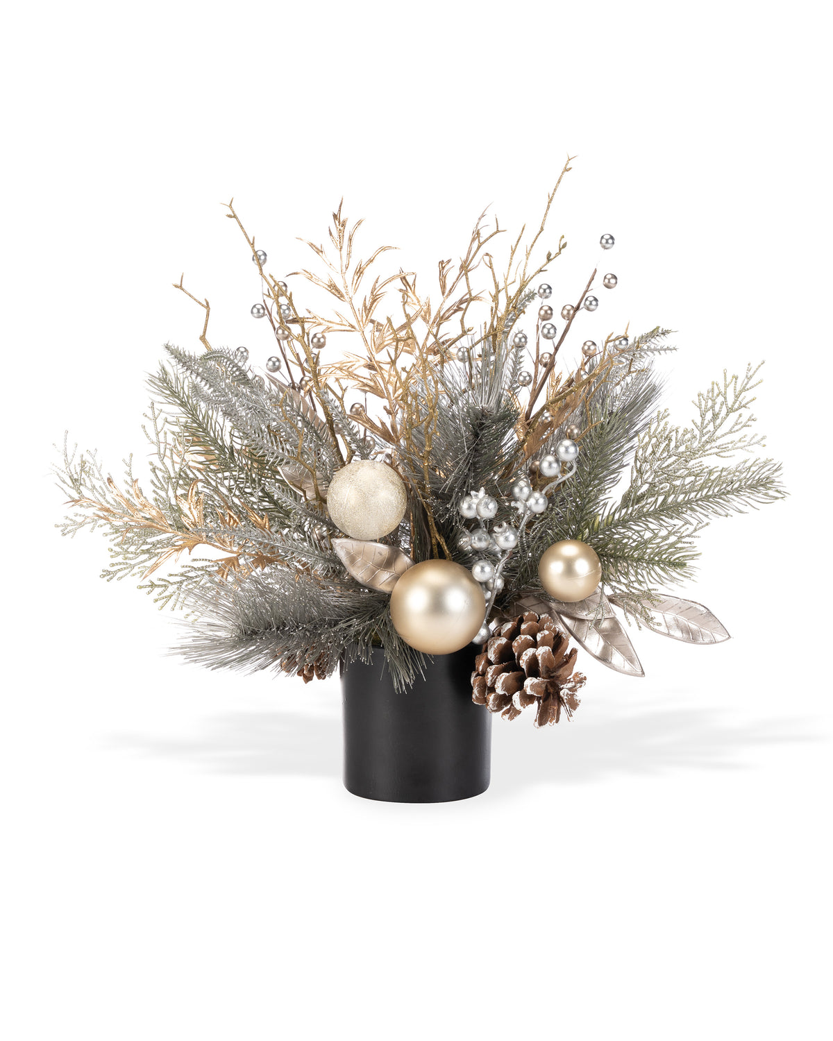Champagne Elegance Artificial Holiday Accent in Ceramic Cylinder Vase