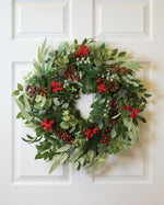 Mixed Eucalyptus, Pine & Berries Silk Holiday Wreath HDC411-GRR
