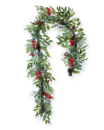 Mixed Eucalyptus, Pine & Berries Silk Holiday Garland HDC414-GRR
