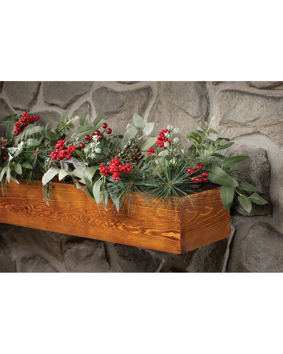 Mixed Eucalyptus, Pine & Berries Silk Holiday Garland HDC414-GRR