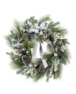 Winter White & Silver 24" Artificial Holiday Wreath HDC420-WHS