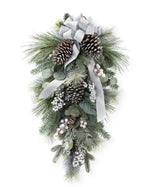Winter White & Silver Artificial Holiday Teardrop HDC422-WHS