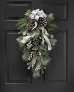 Winter White & Silver Artificial Holiday Teardrop HDC422-WHS