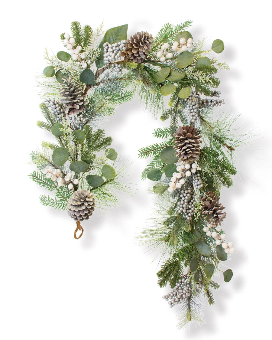 Winter White & Silver Artificial Holiday Garland HDC423-WHS