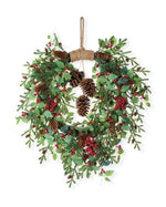 Spruce, Berries & Cones Artificial Holiday Wreath HDC460-RDG
