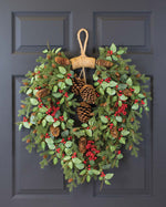Spruce, Berries & Cones Artificial Holiday Wreath HDC460-RDG