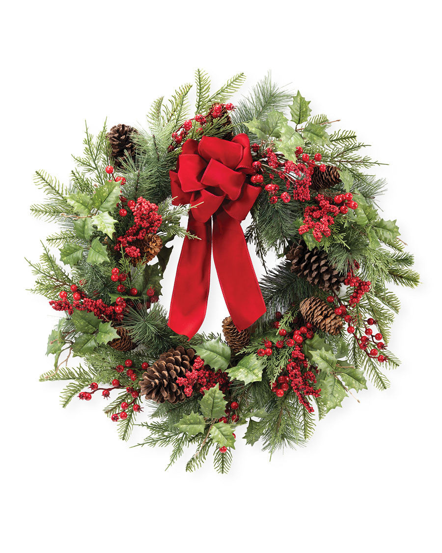 Pine, Berry & Cedar 30" Artificial Holiday Wreath HDC471-GRR
