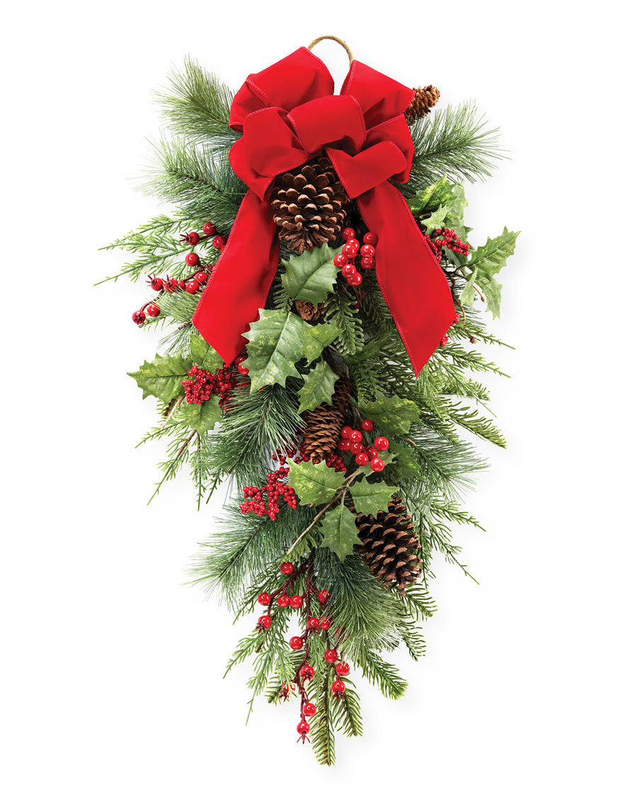 Pine, Berry & Cedar Artificial Holiday Teardrop HDC472-GRR