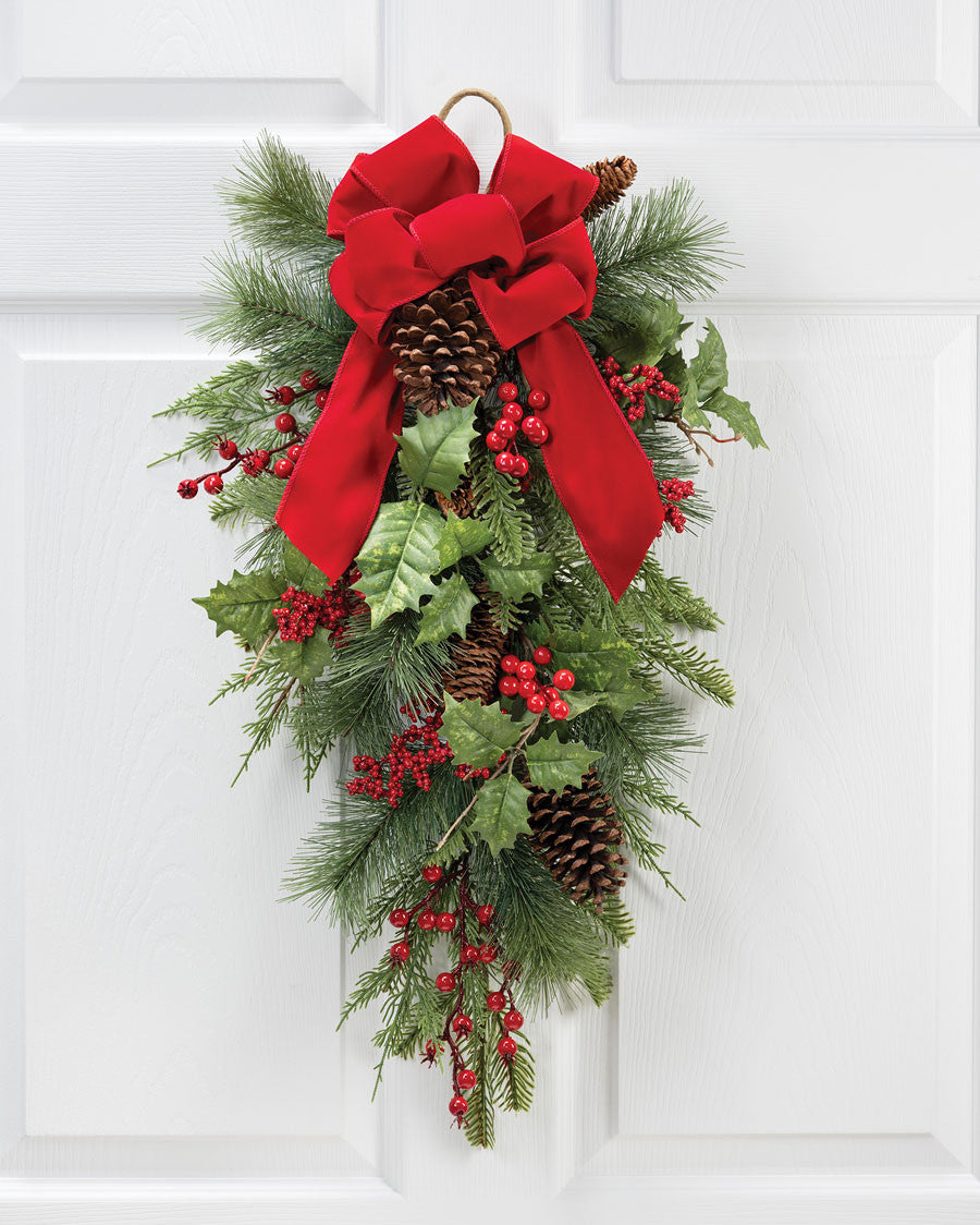 Pine, Berry & Cedar Artificial Holiday Teardrop HDC472-GRR