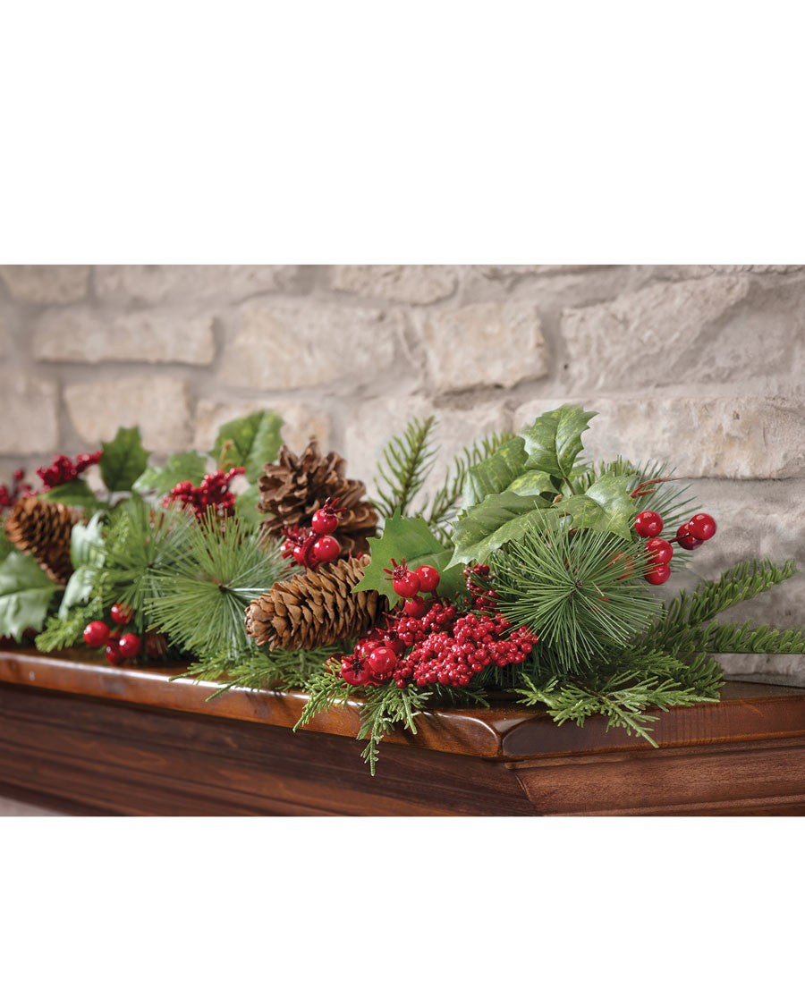 Pine, Berry & Cedar Artificial Holiday Garland HDC473-GRR