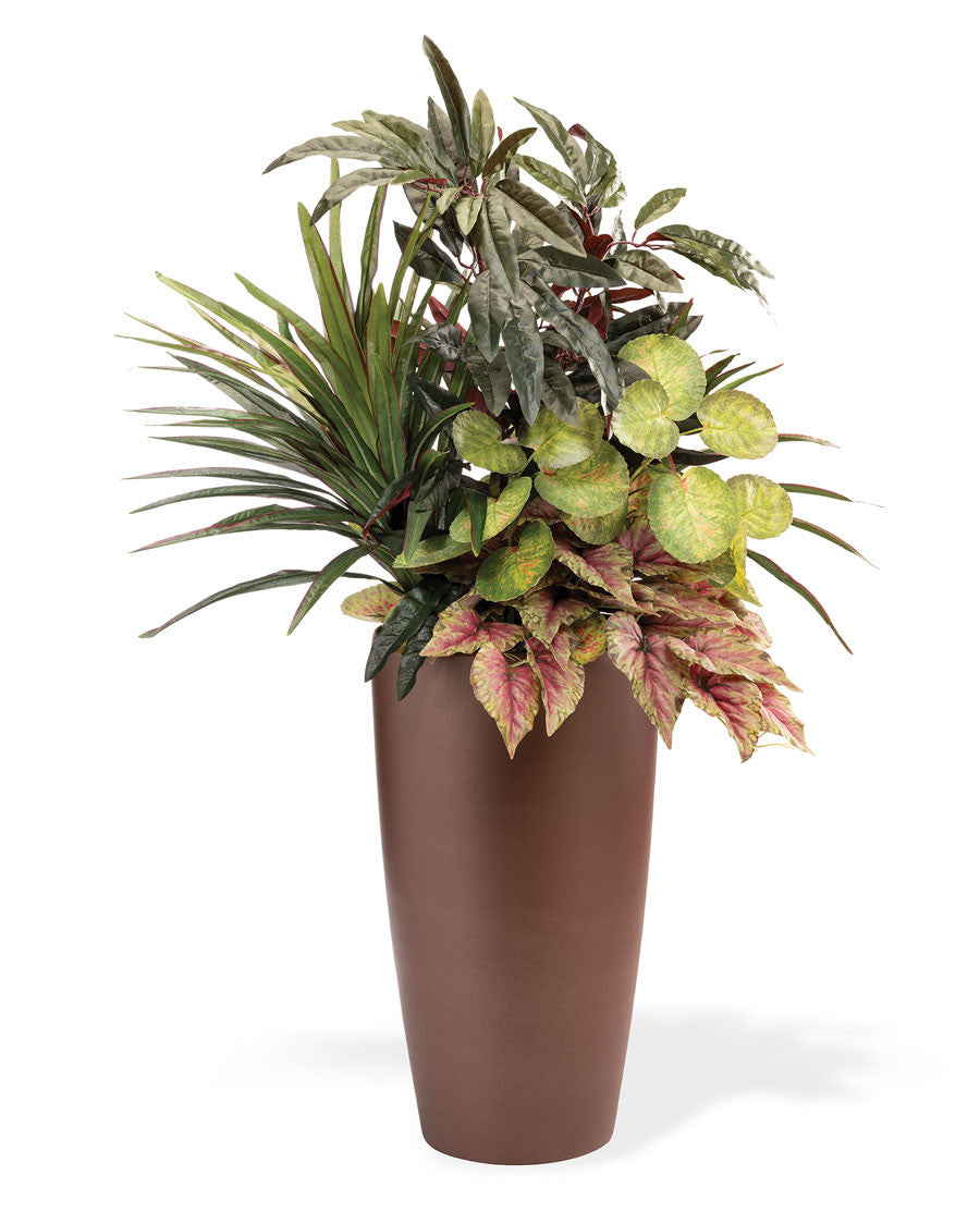 Mango, Dracaena & Begonia Faux Foliage Planter PLA360-GB