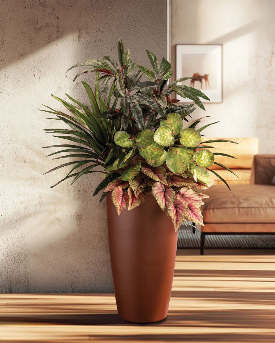 Mango, Dracaena & Begonia Faux Foliage Planter PLA360-GB