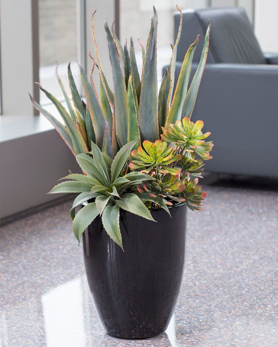 Baja Agave & Echeveria Artificial Succulent Planter PLA399-NA