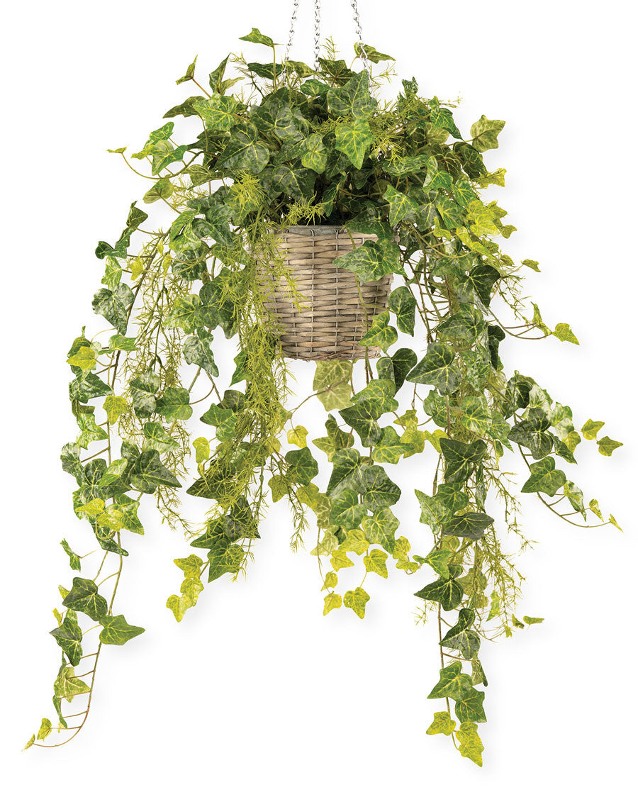 Hanging English Ivy Silk Foliage Planter PLB407-GR
