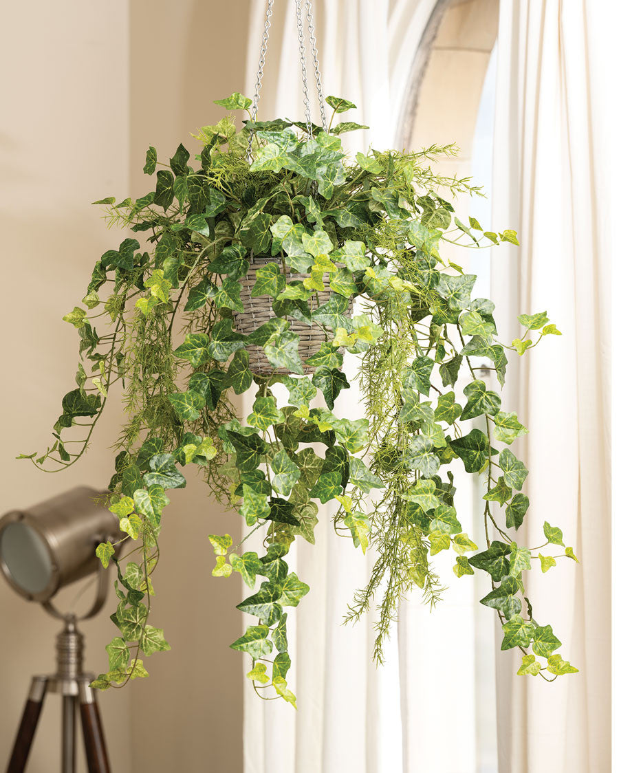 Hanging English Ivy Silk Foliage Planter PLB407-GR