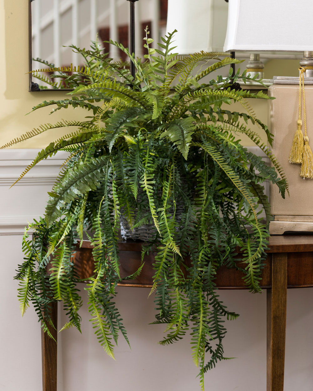 Mixed Hanging Ferns Silk Foliage Planter PLB410-GR