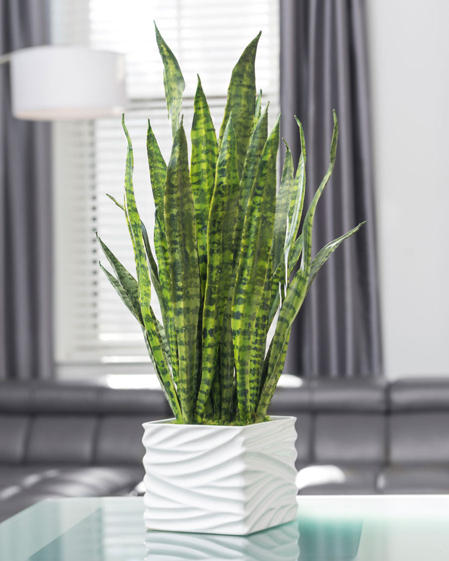 Sansevieria Planter Artificial Foliage Arrangement PLD432-GR