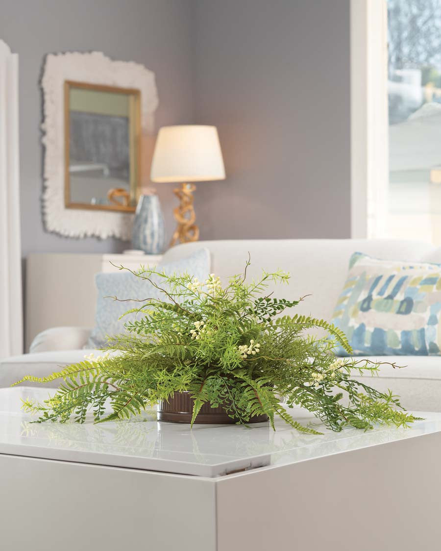 Mixed Ferns & Berries Faux Foliage Planter PLD479-GR