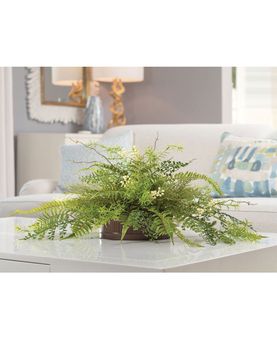 Mixed Ferns & Berries Faux Foliage Planter PLD479-GR