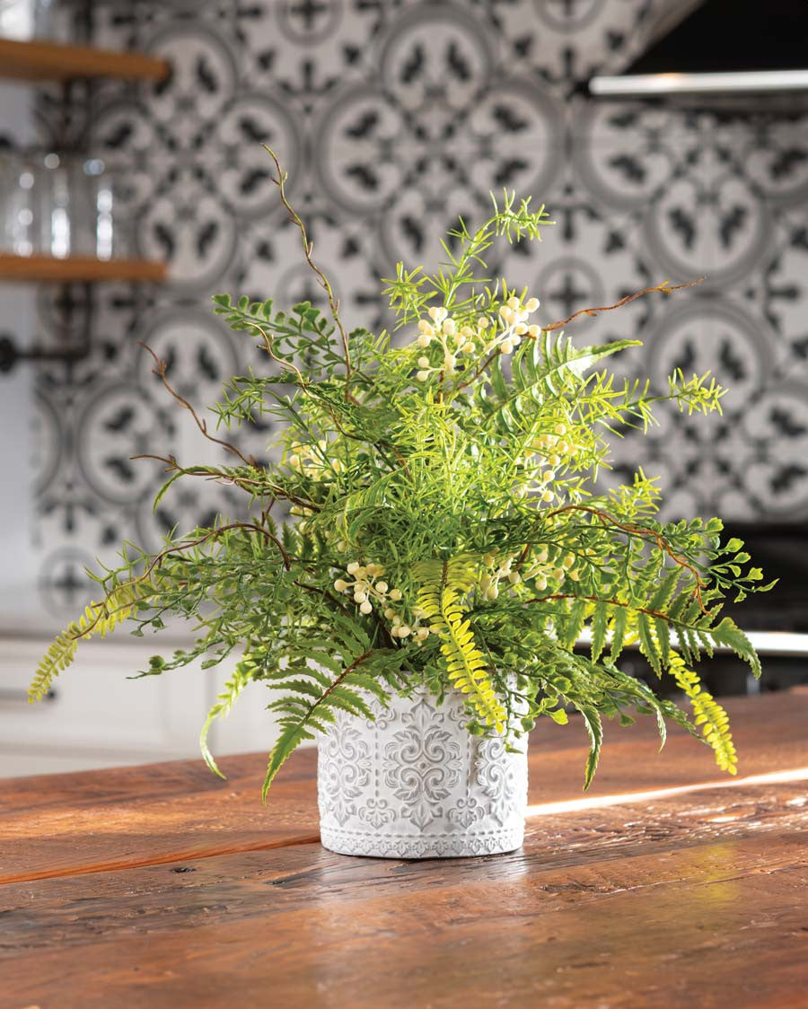 Fern & Berry Fusion Faux Foliage Arrangement PLD481-GR