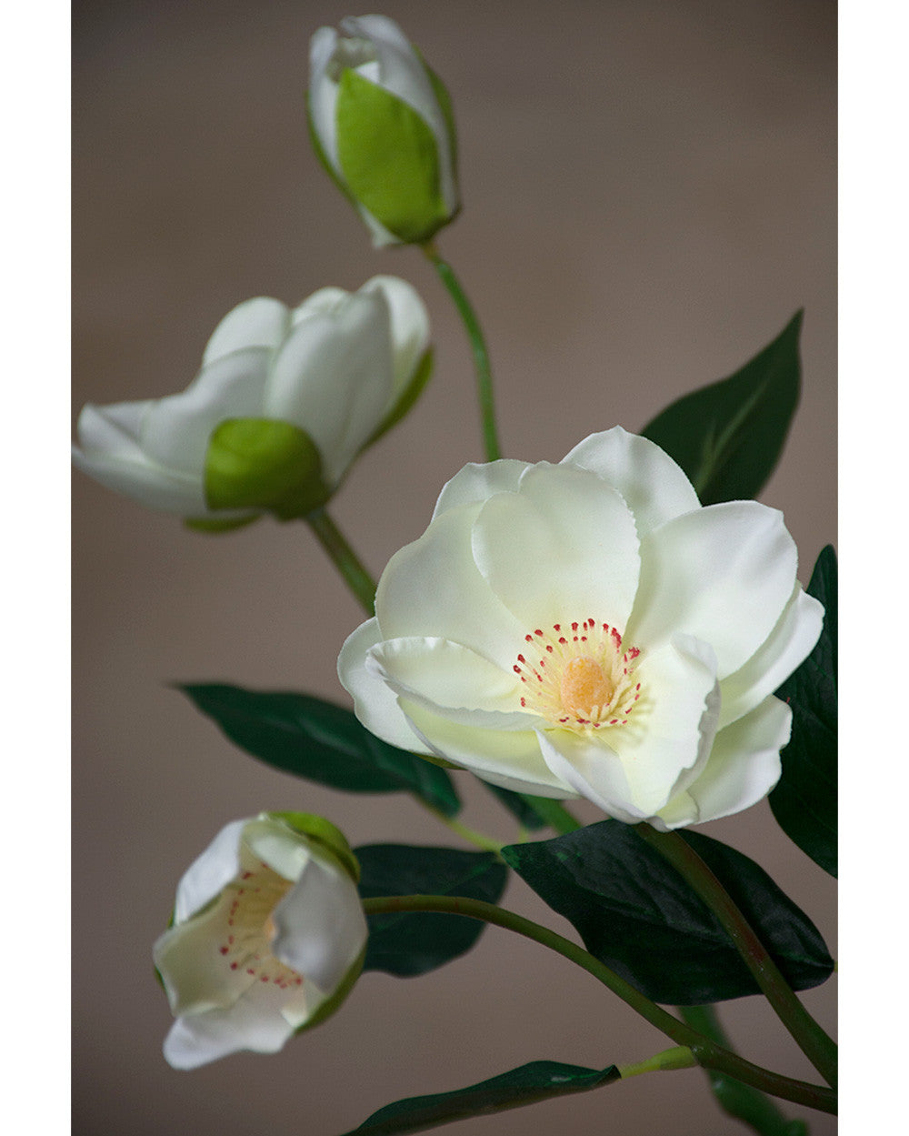 14" Faux Magnolia Flower Stem S1276-WHT