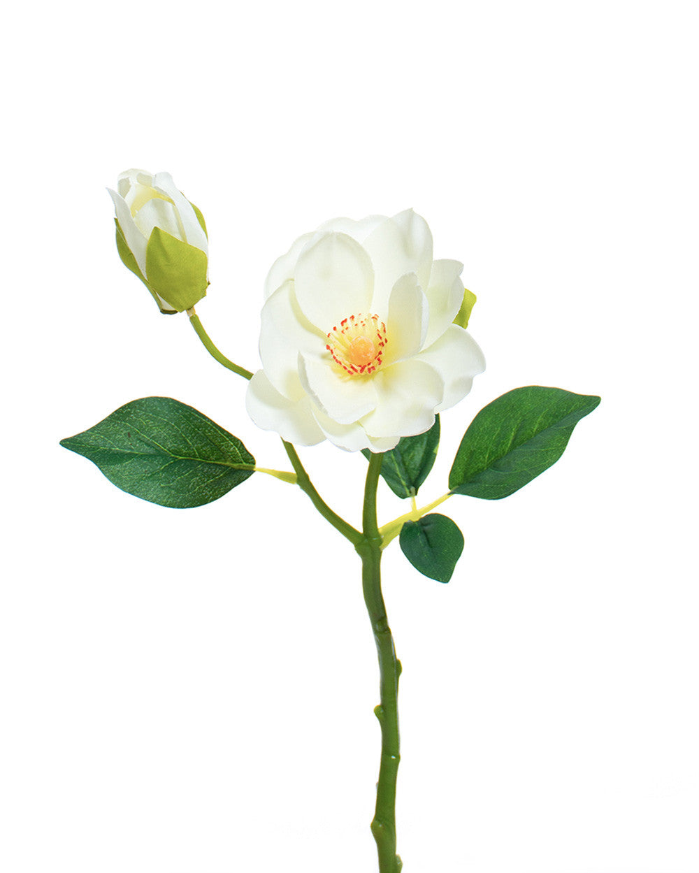 14" Faux Magnolia Flower Stem S1276-WHT