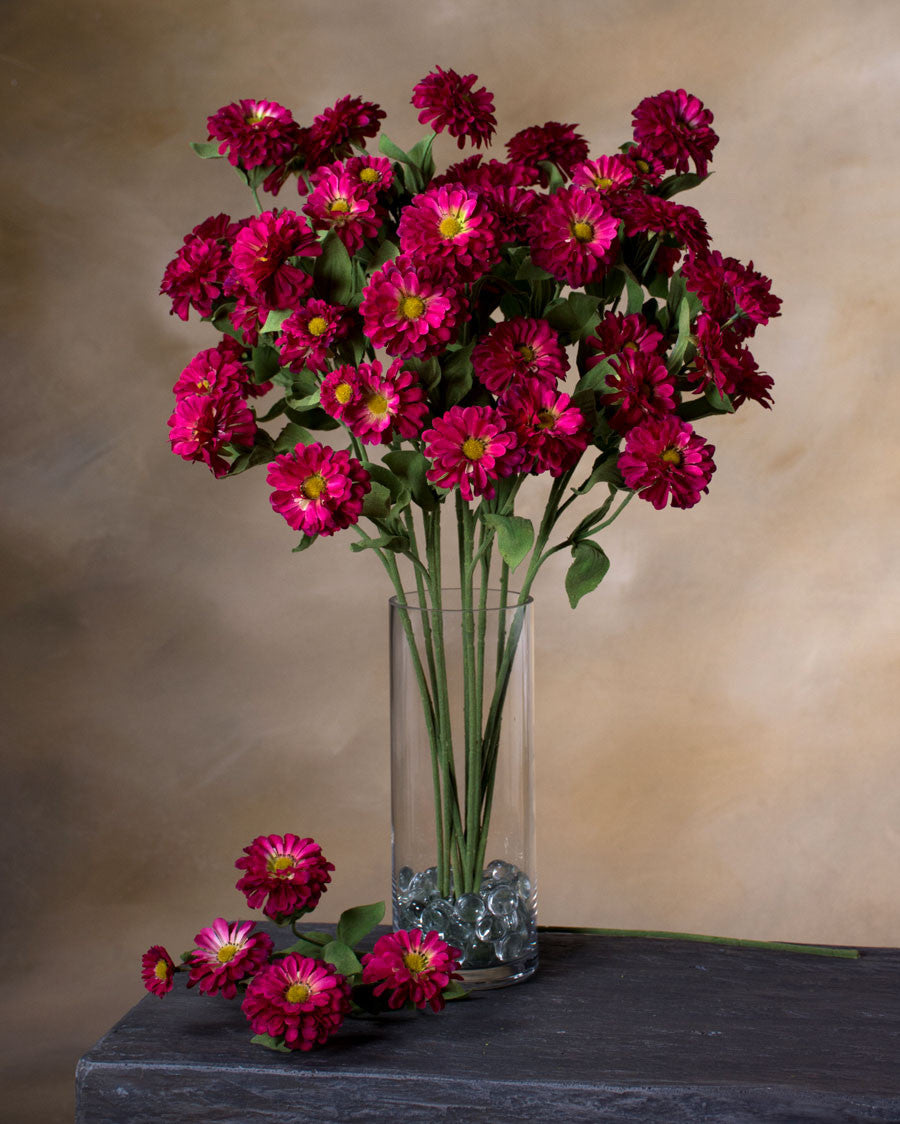 24" Zinnia Silk Flower Stem