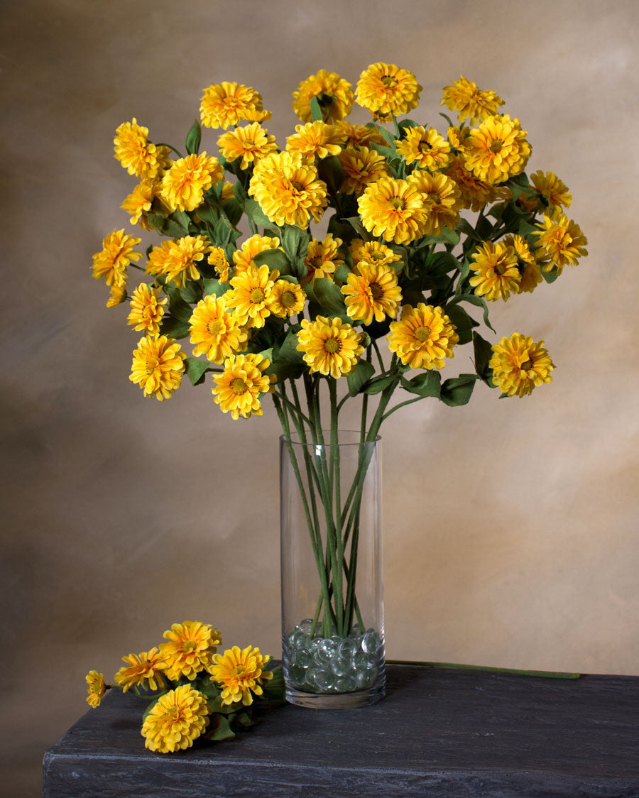 24" Zinnia Silk Flower Stem