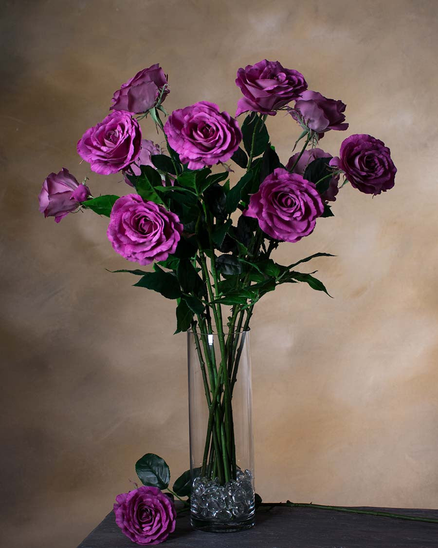 29" Open Rose Silk Flower Stem