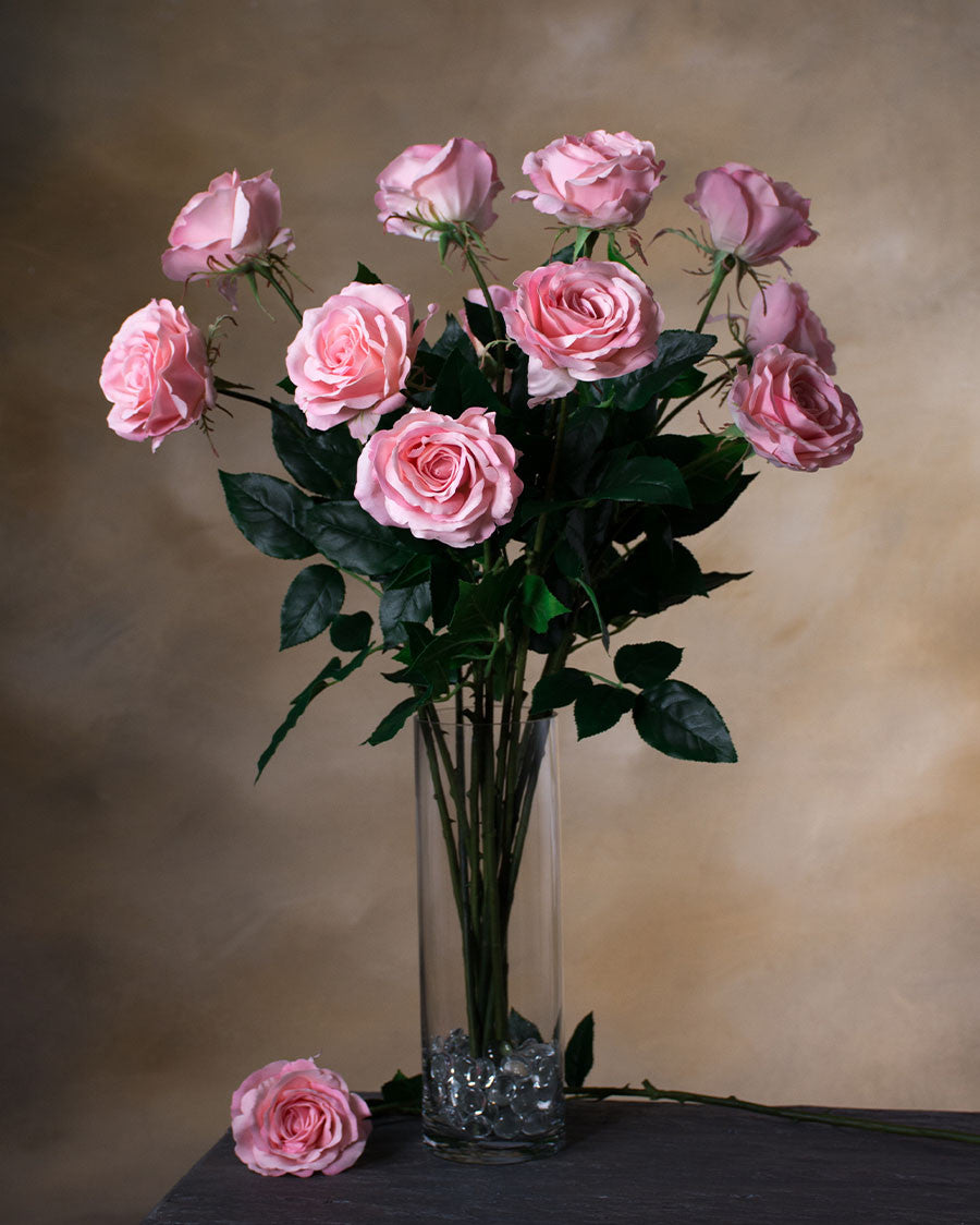 29" Open Rose Silk Flower Stem