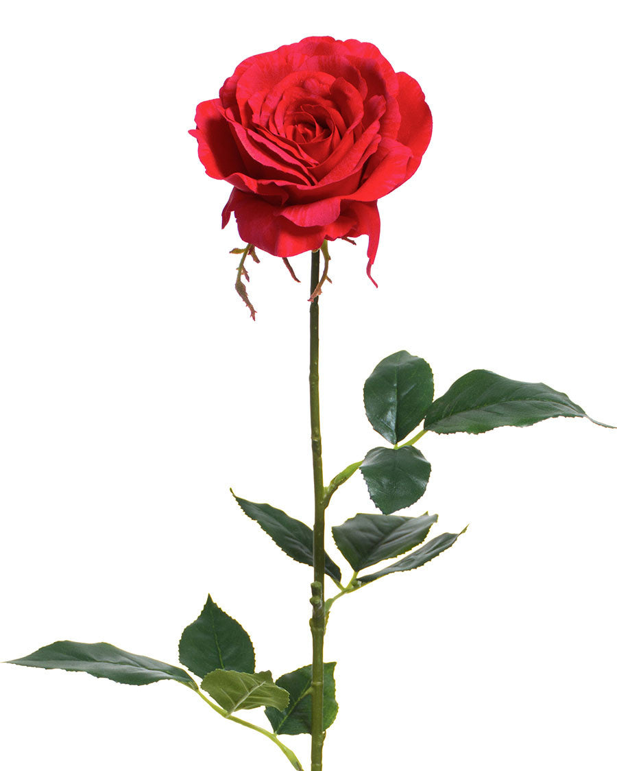 29" Open Rose Silk Flower Stem S4220