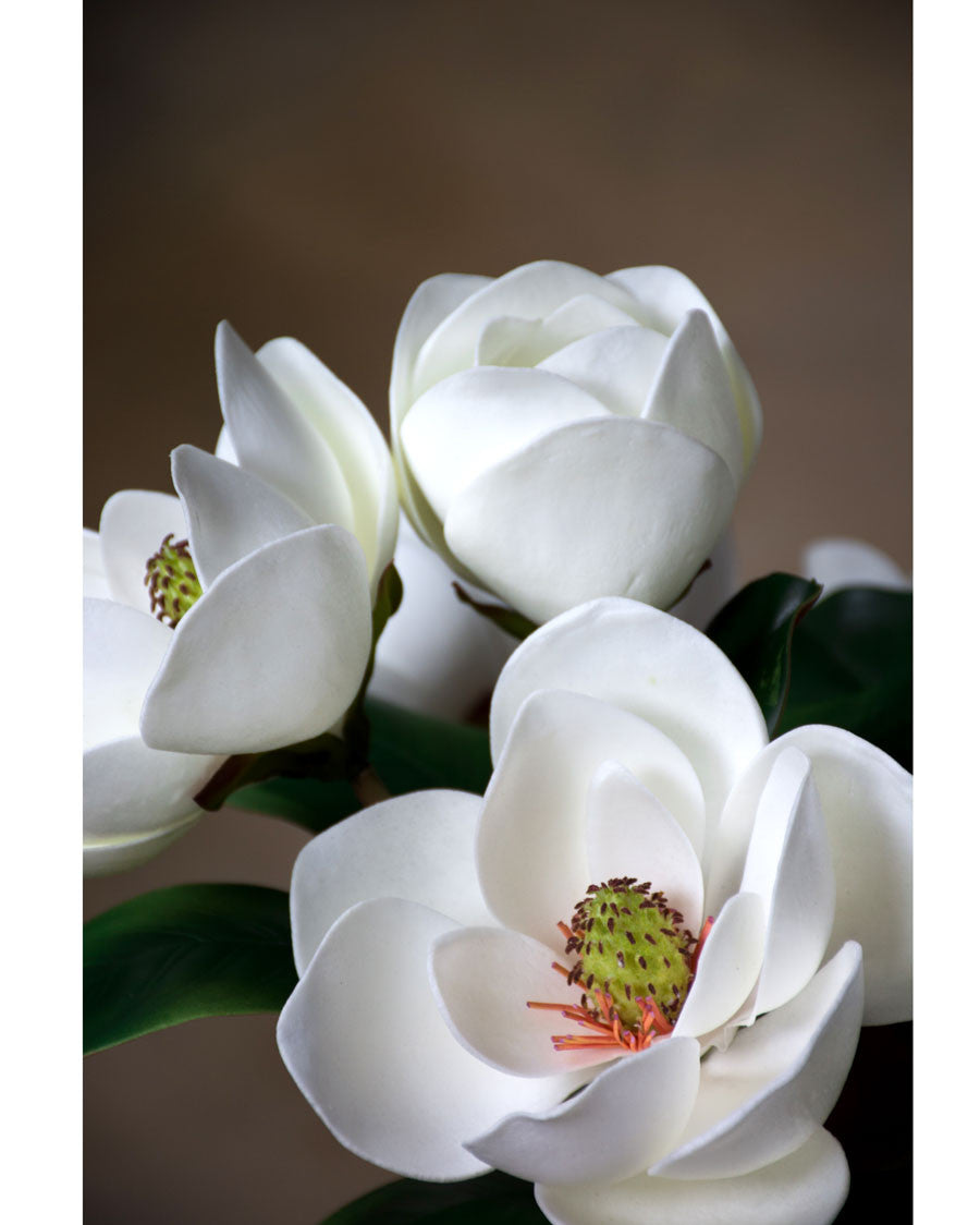 24" Medium Faux Magnolia Flower Stem S4275-WH