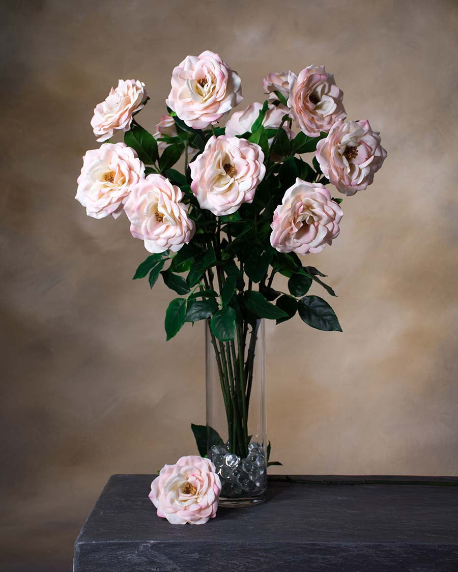 29" Blown Open Rose Silk Flower Stem S4398