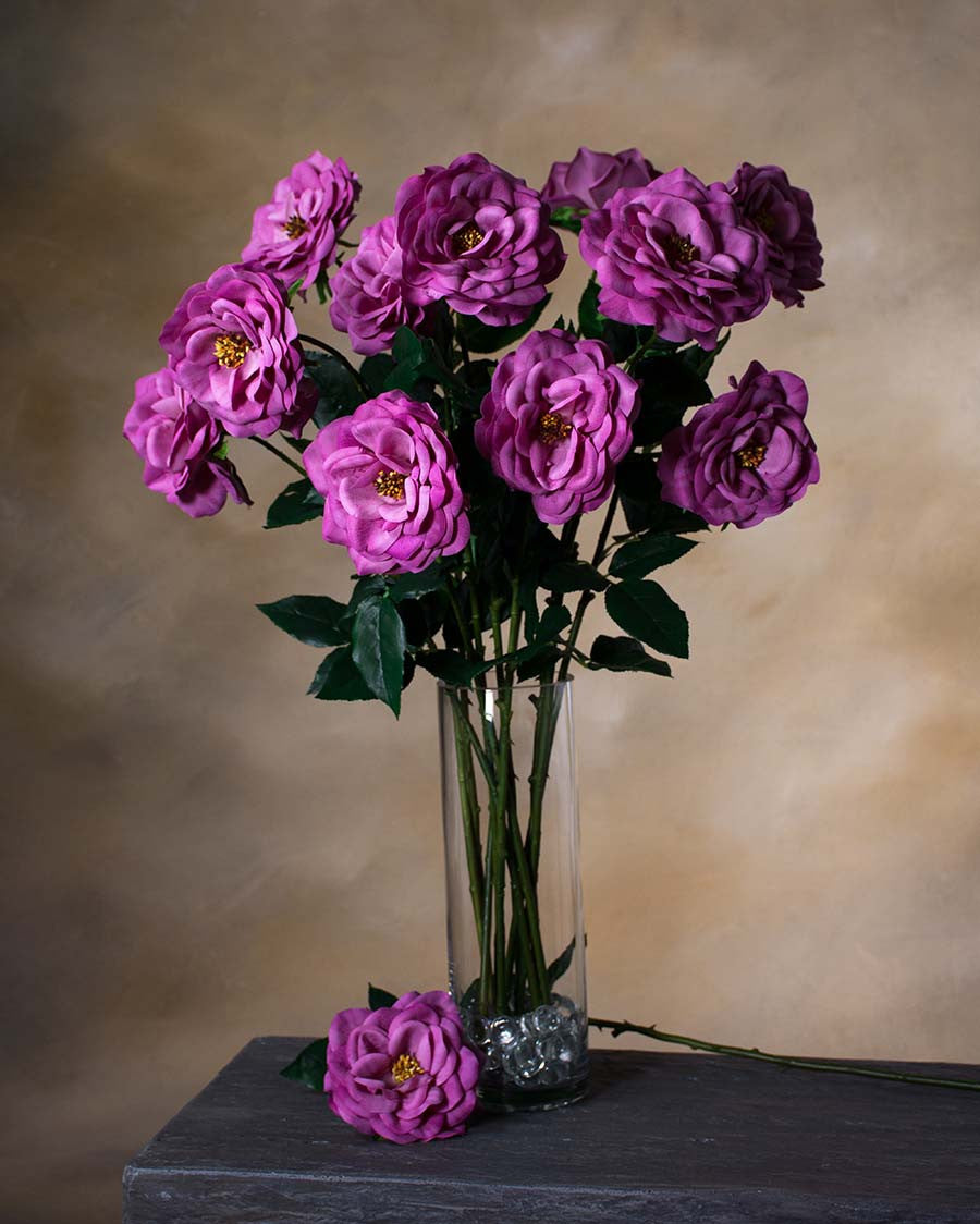 29" Blown Open Rose Silk Flower Stem S4398