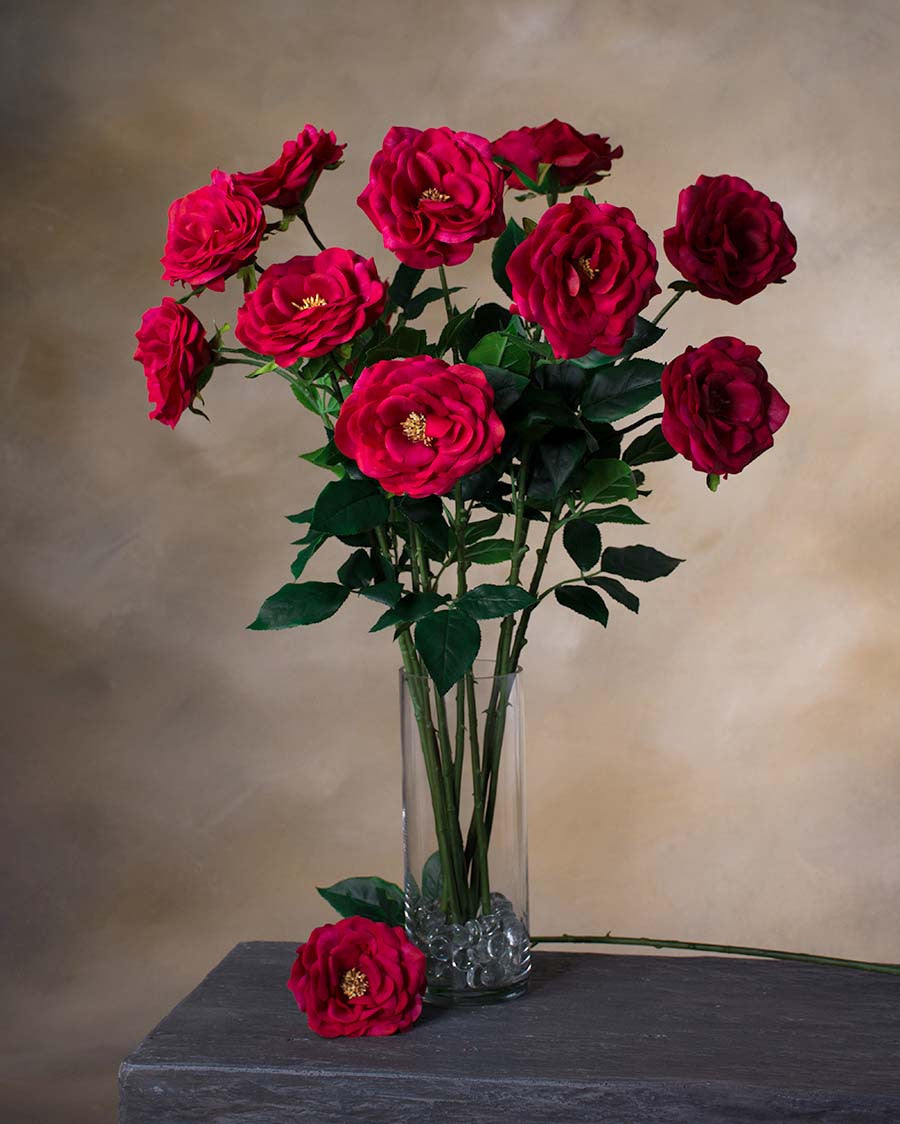 29" Blown Open Rose Silk Flower Stem S4398