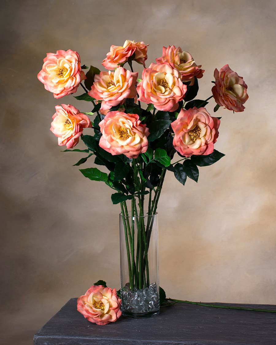 29" Blown Open Rose Silk Flower Stem S4398