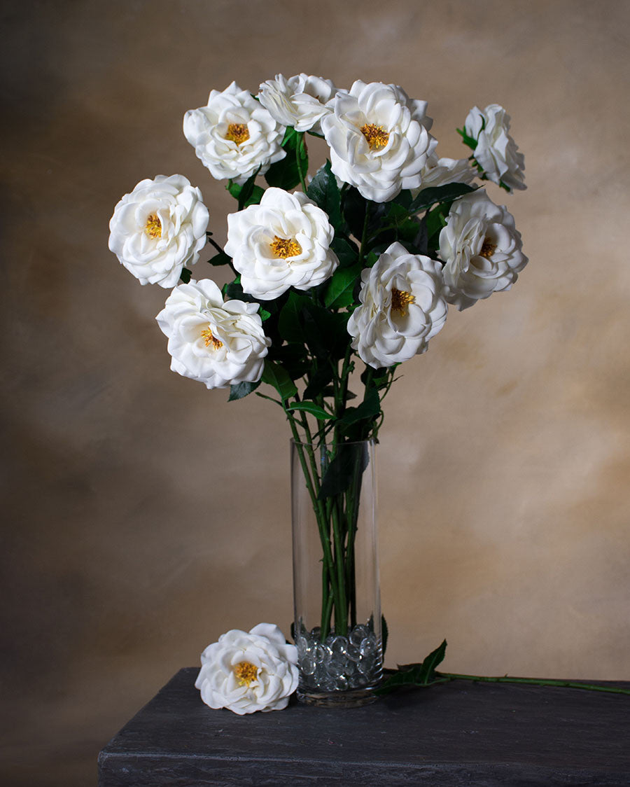 29" Blown Open Rose Silk Flower Stem S4398